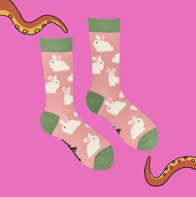Fluffy Bunnies Socks-Pink/ S