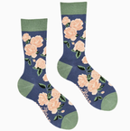 Rose Floral Bamboo Socks-Blue/ S