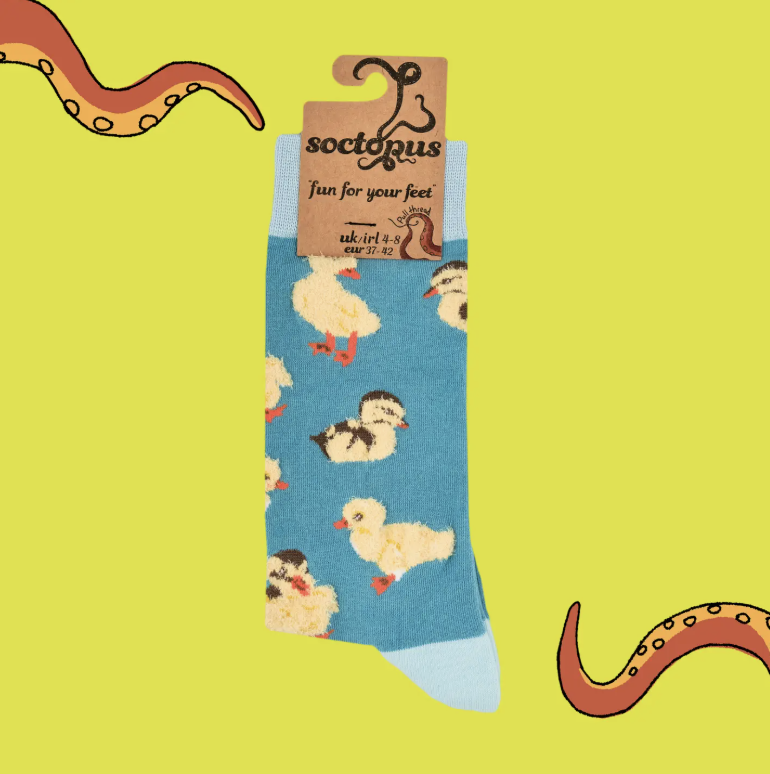 Fluffy Ducklings Socks-Green/ S