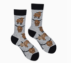 Highland Cow Socks-Grey/ S