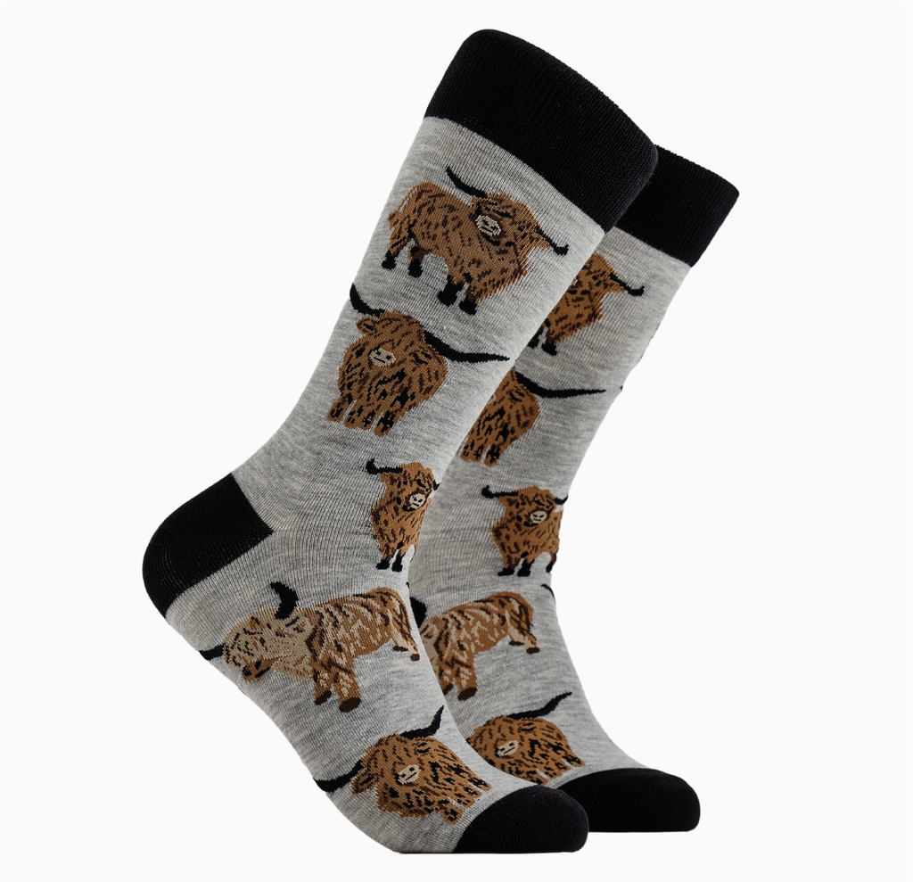 Highland Cow Socks-Grey/ S