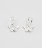 Fable Blue Butterfly Silver Huggie Earrings