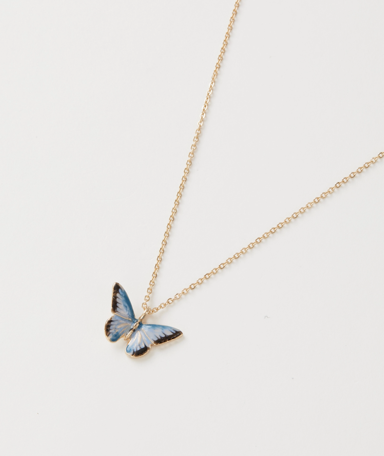 Fable Enamel Blue Butterfly Short Necklace