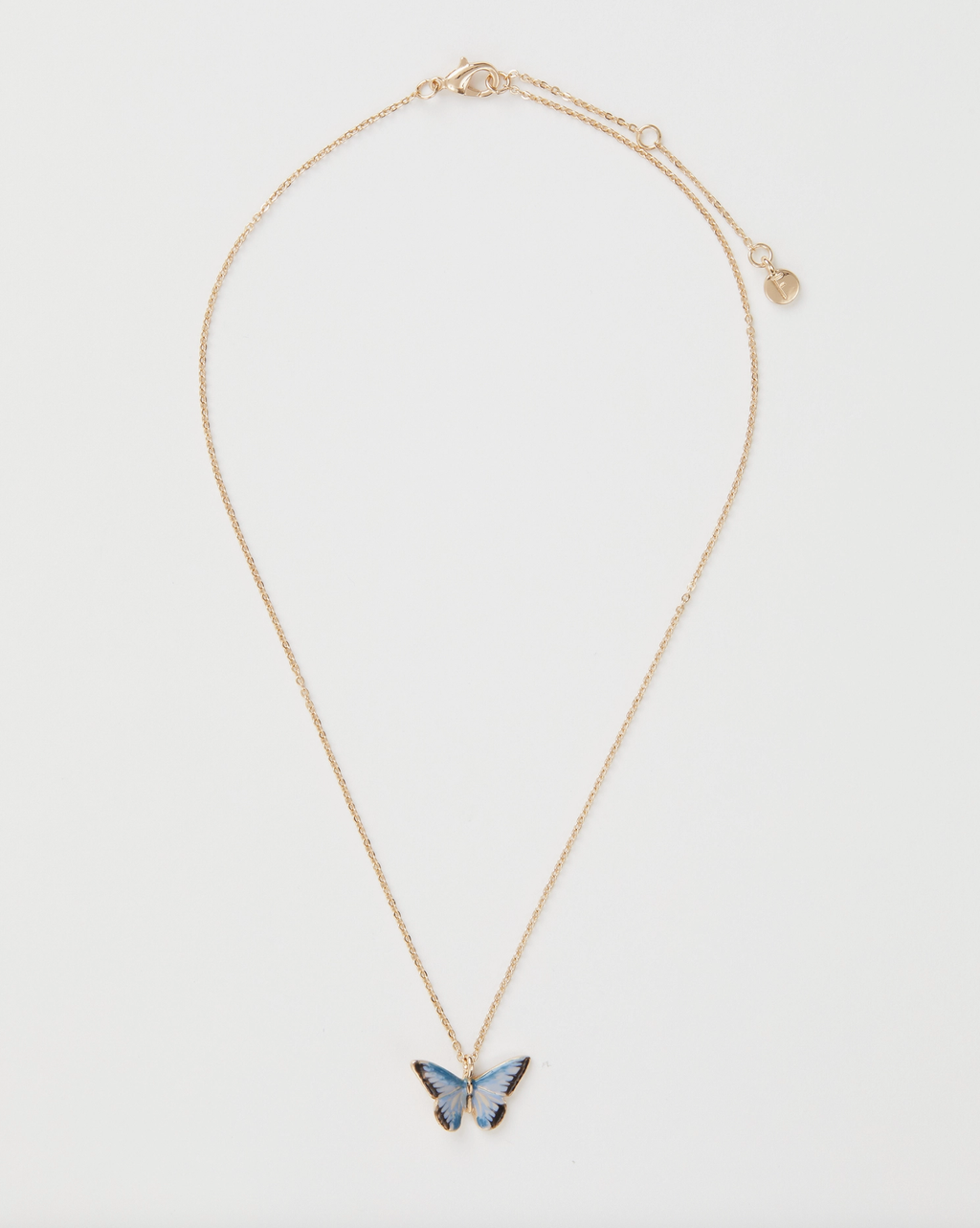 Fable Enamel Blue Butterfly Short Necklace