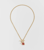 Fable English Rose Pearl Gold Chain Necklace