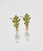 Fable Oak Leaf Pearl Earring - Gold