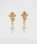 Fable Oak Leaf Pearl Earring - Gold