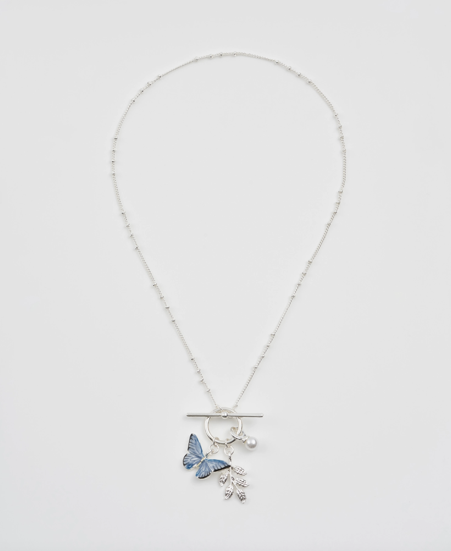 Fable Blue Butterfly Silver Necklace