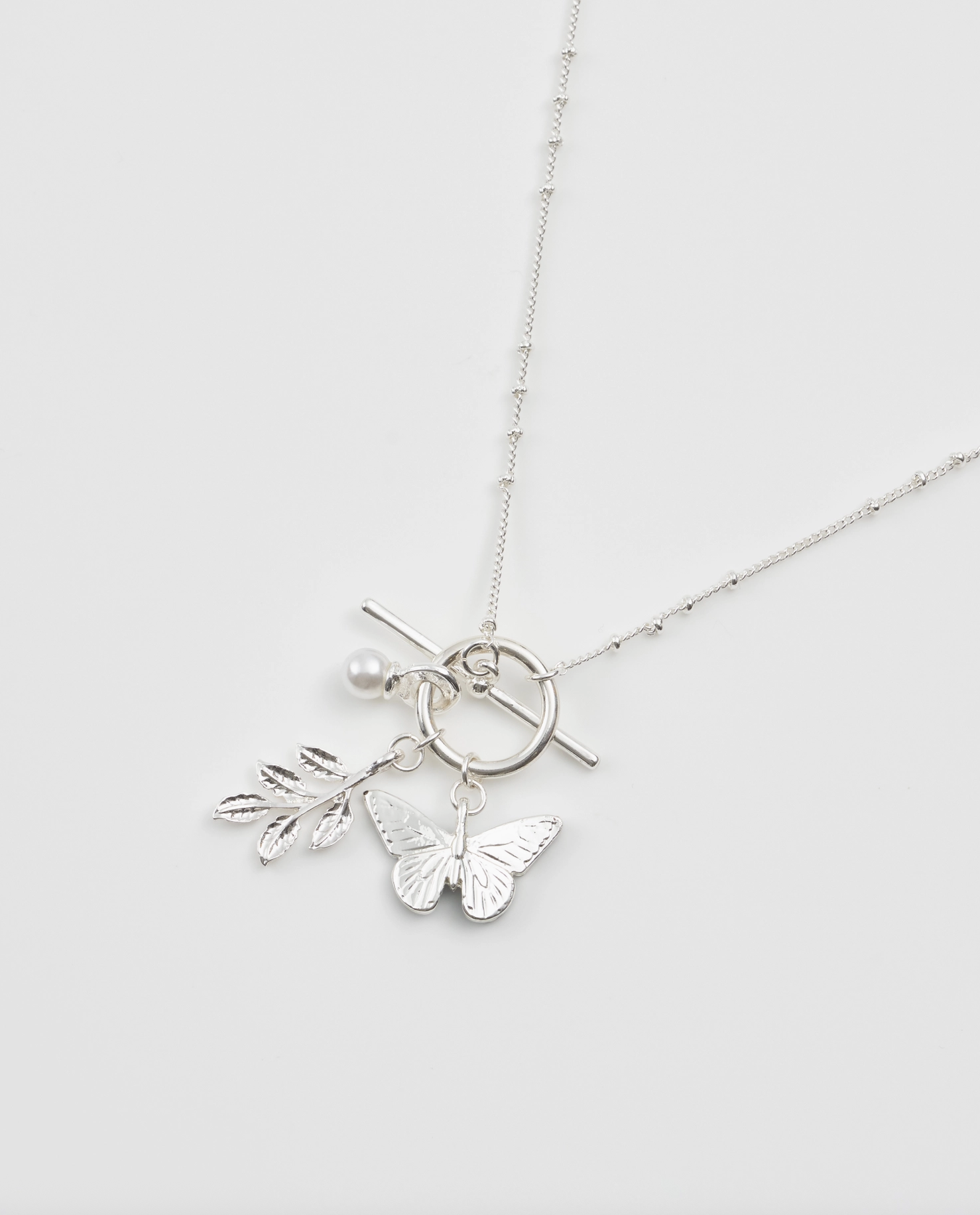 Fable Blue Butterfly Silver Necklace