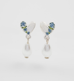 Fable Forget Me Not Heart & Pearl Silver Earrings