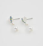 Fable Forget Me Not Heart & Pearl Silver Earrings