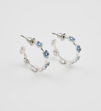 Fable Forget-Me-Not Stud Hoop Earrings Silver