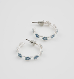 Fable Forget-Me-Not Stud Hoop Earrings Silver