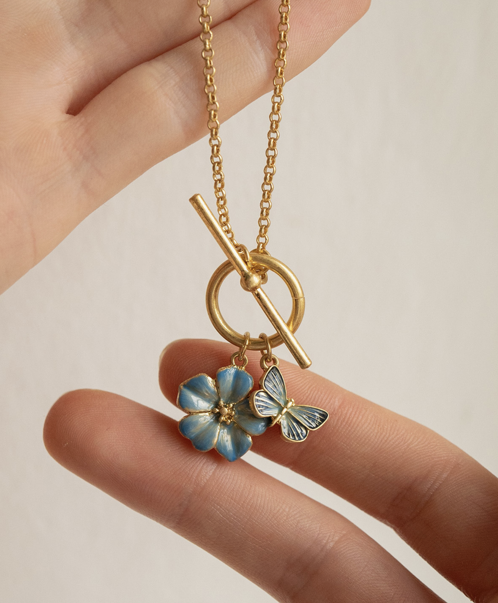 Fable Forget Me Not Charm Toggle Necklace