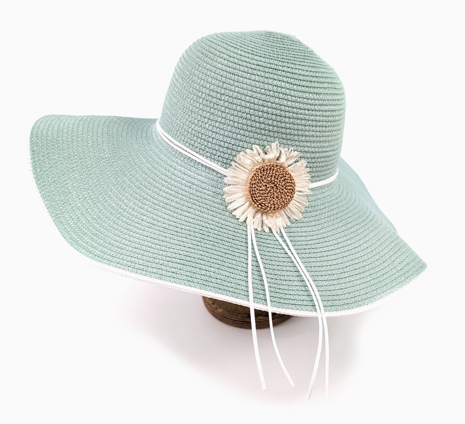 Bold Daisy Wide Brim Foldable Hat - Light Green (57cm)