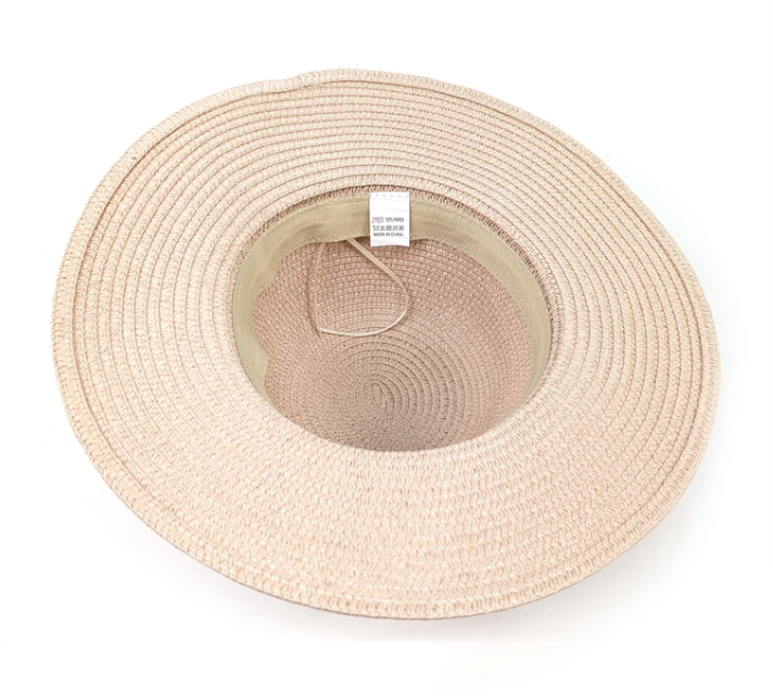 Gold leaf cloche foldable hat-dark natural 57cm
