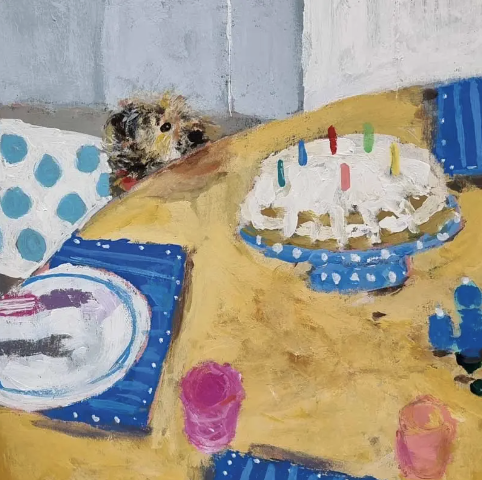 Dog, Cat and Flower Collection Greeting Card