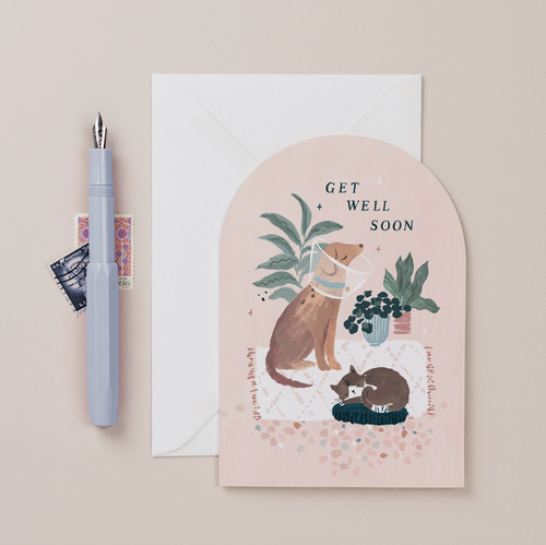 Cat and Dog Get Well Soon Card