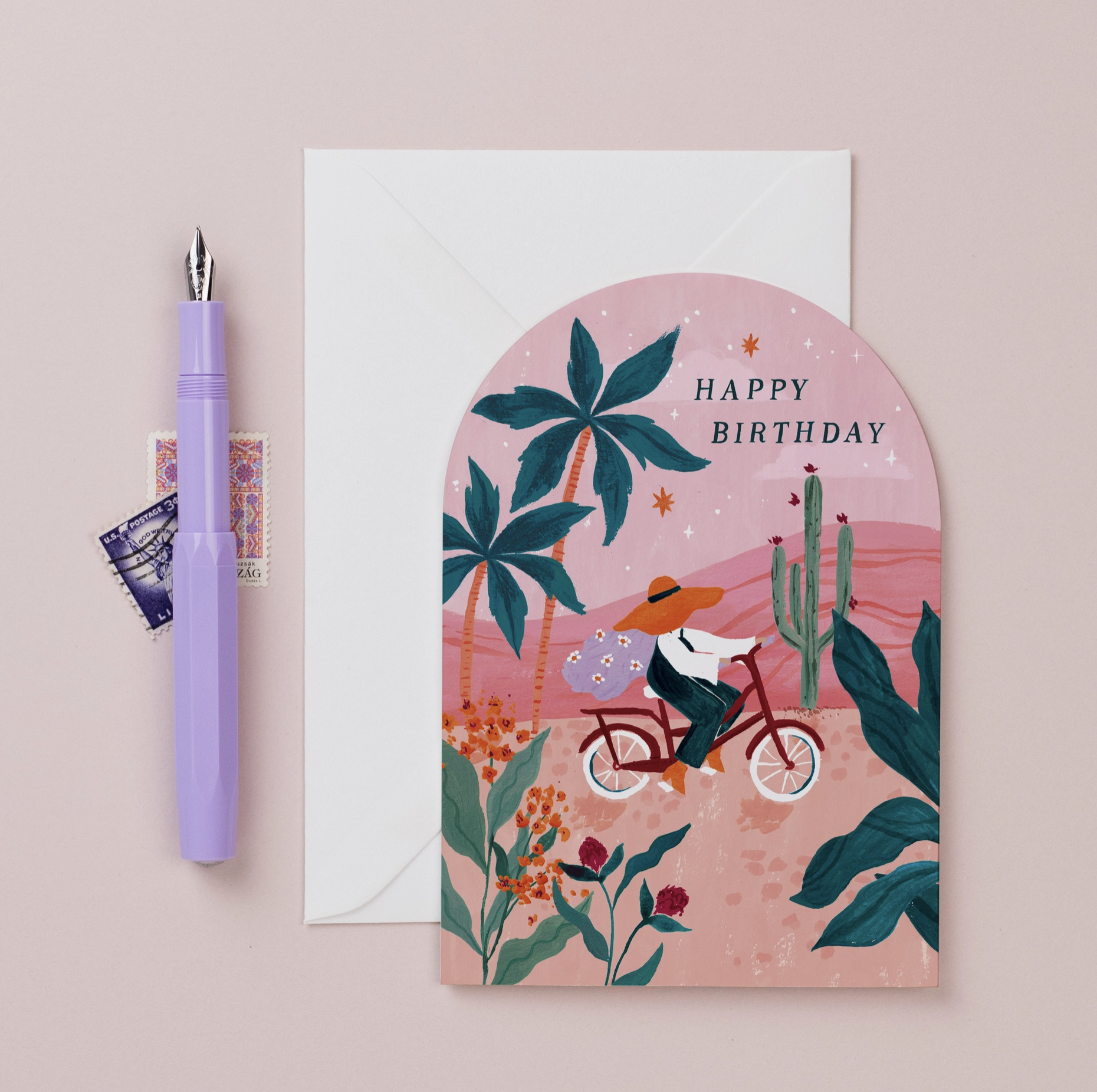 Sunset Bike Birthday Card | Female Birthday Card | Bohemian