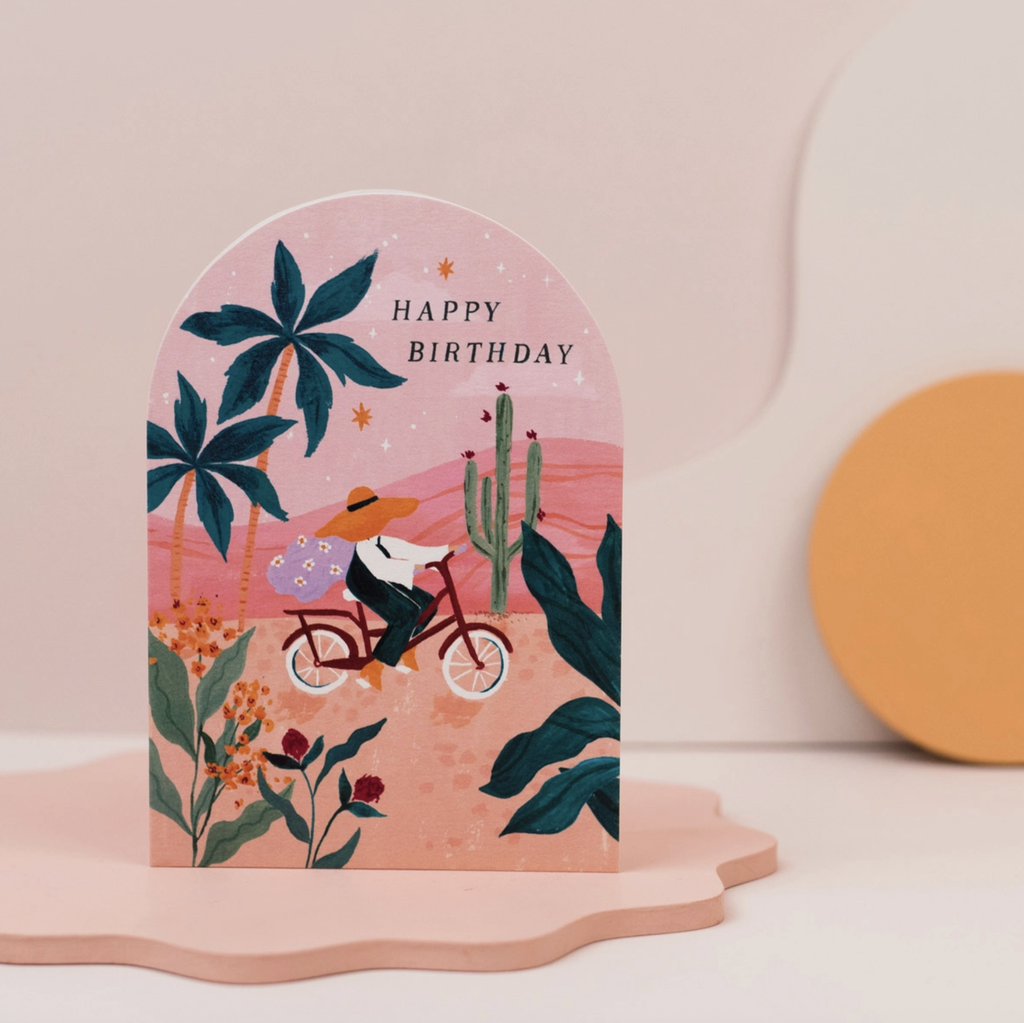 Sunset Bike Birthday Card | Female Birthday Card | Bohemian