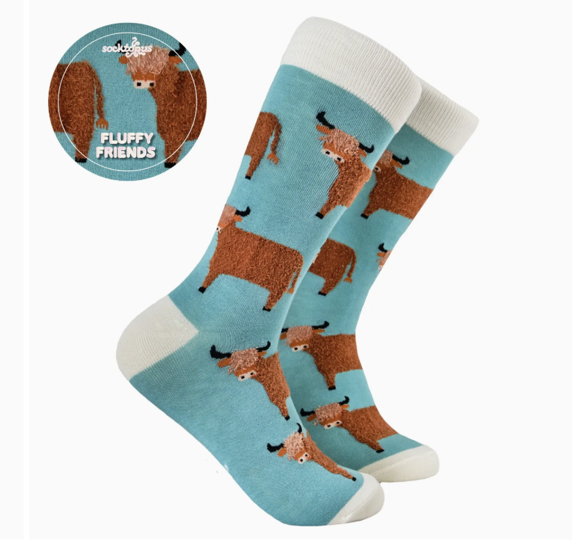 Fluffy Wee Hairy Coo Socks-Duck Egg/ S