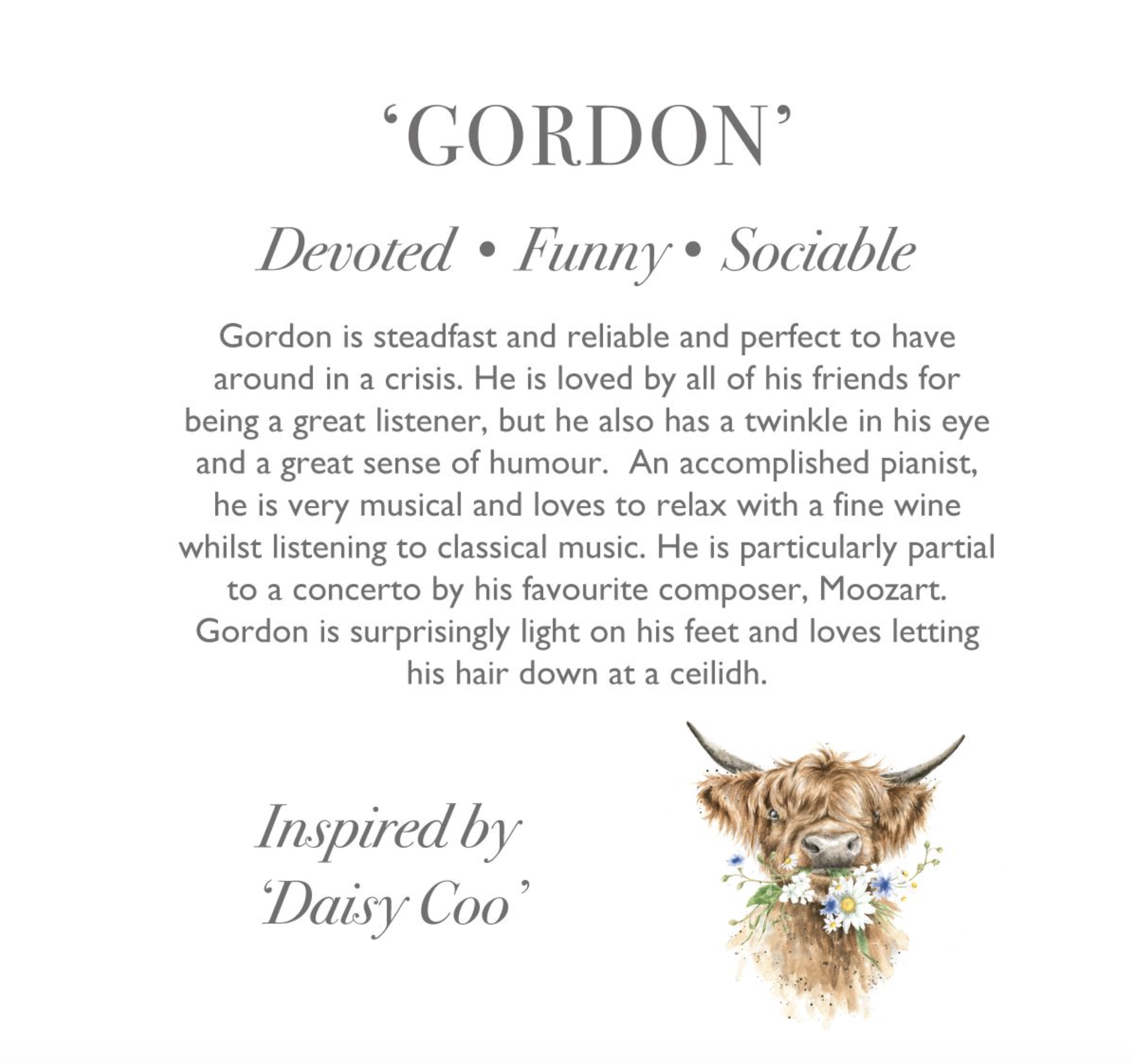 Wrendale 'Gordon' Highland Cow Character - Junior