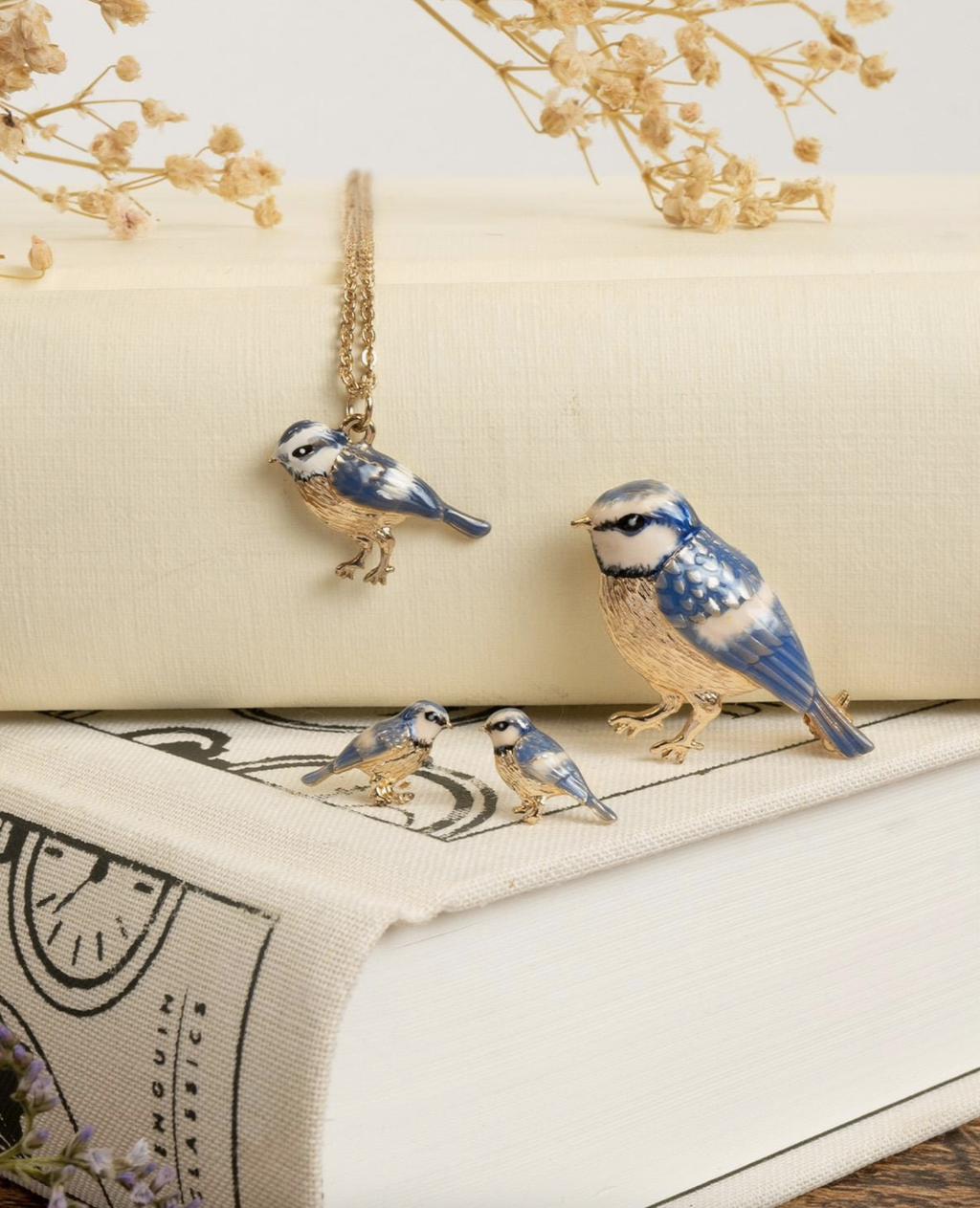 Fable Enamel Blue Tit Short Necklace