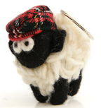 Erin Knitwear Knitted Sheep Keyring with Tartan Flatcap