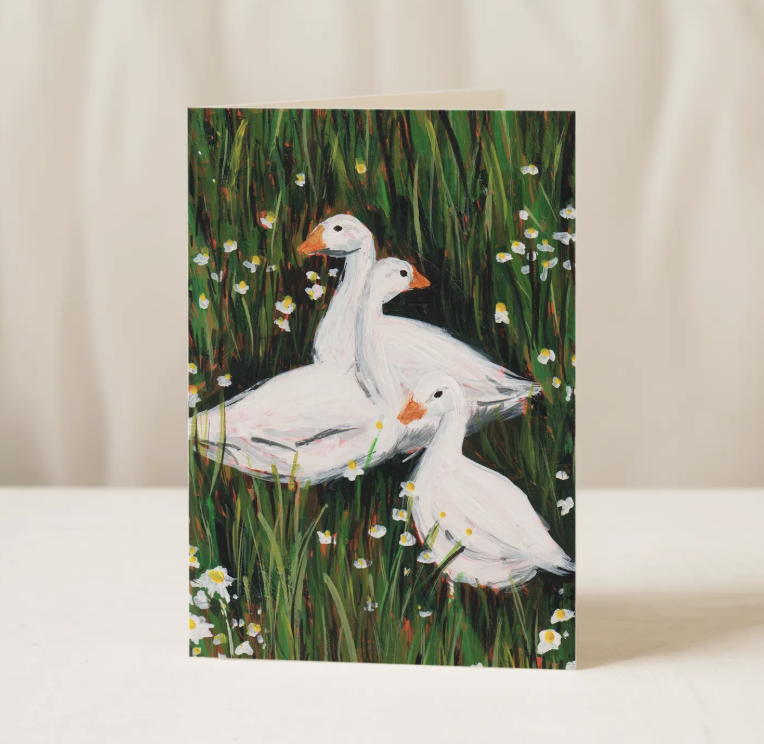 Geese in Flowers Card