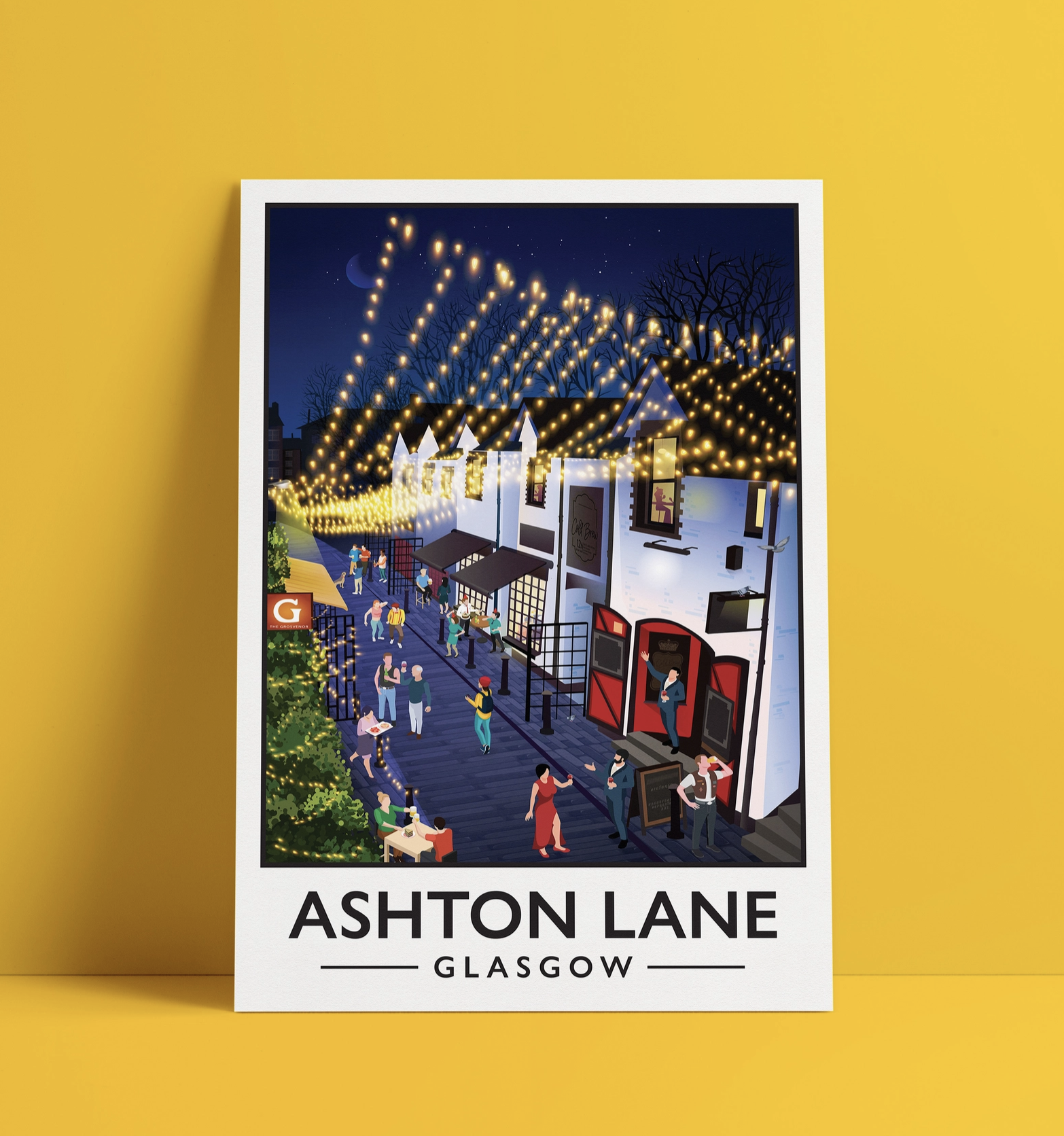 Illustrated print of Glasgow - A4 Size