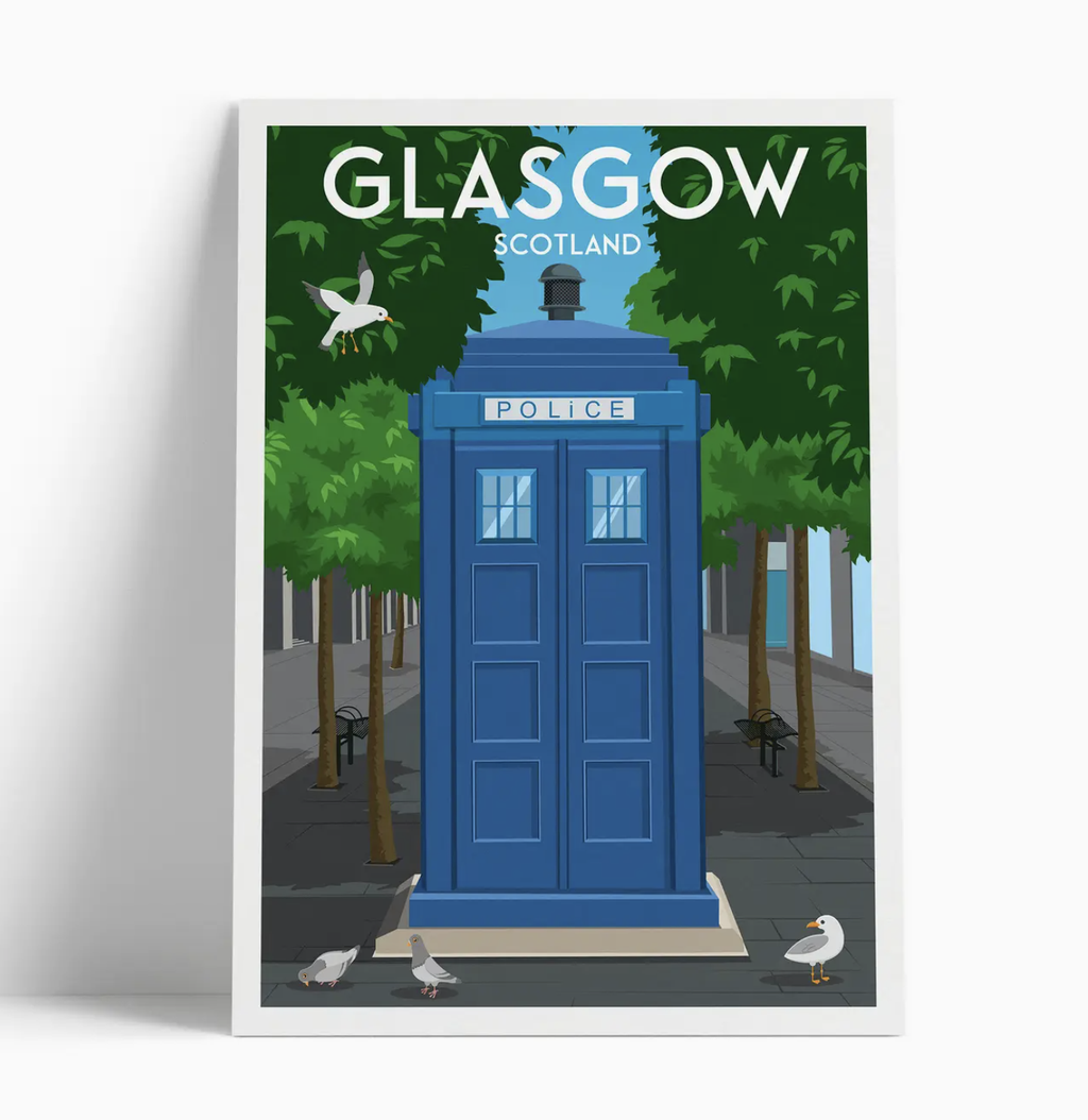 Illustrated print of Glasgow - A4 Size