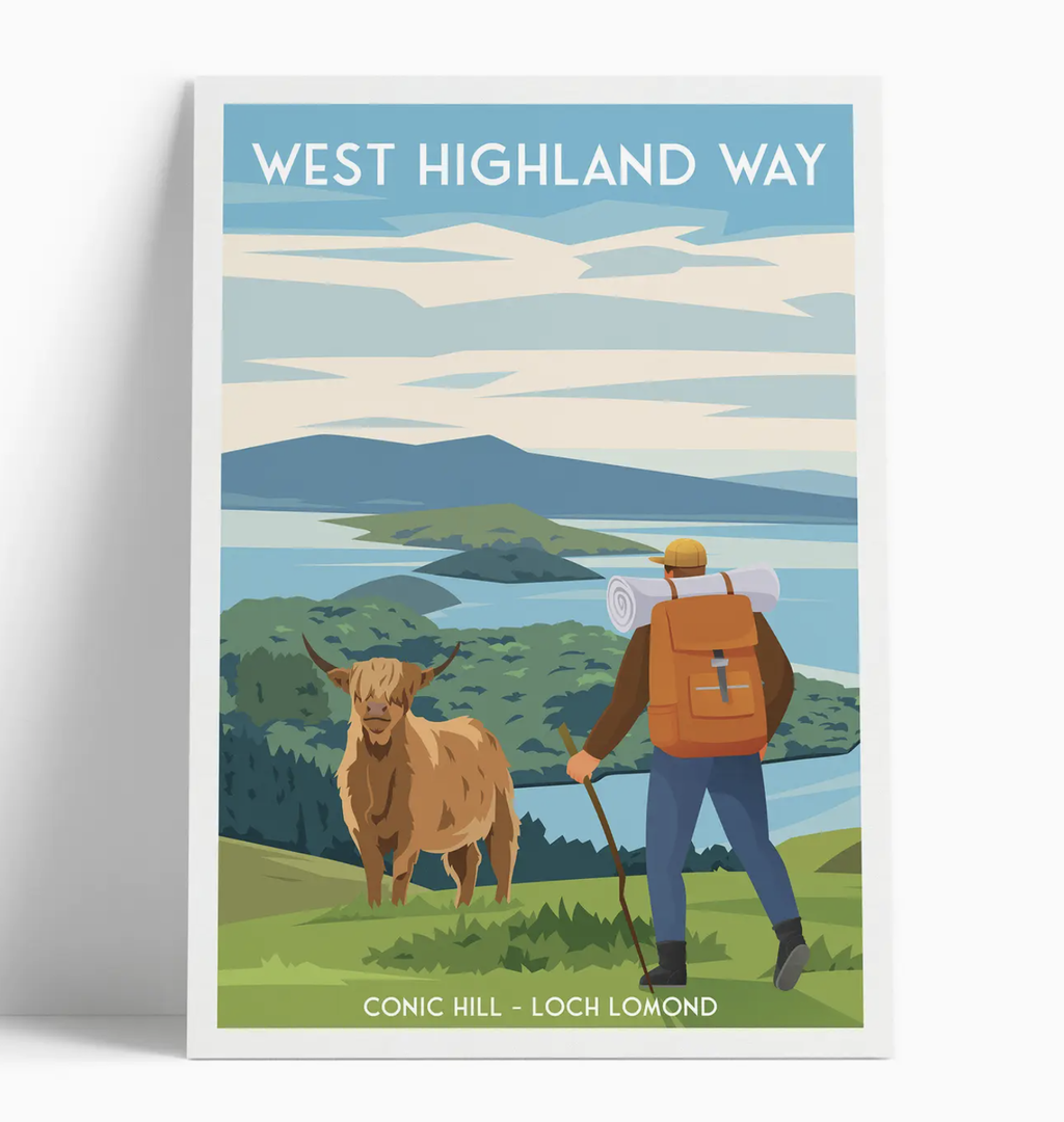 Illustrated print of Scotland - A4 Size