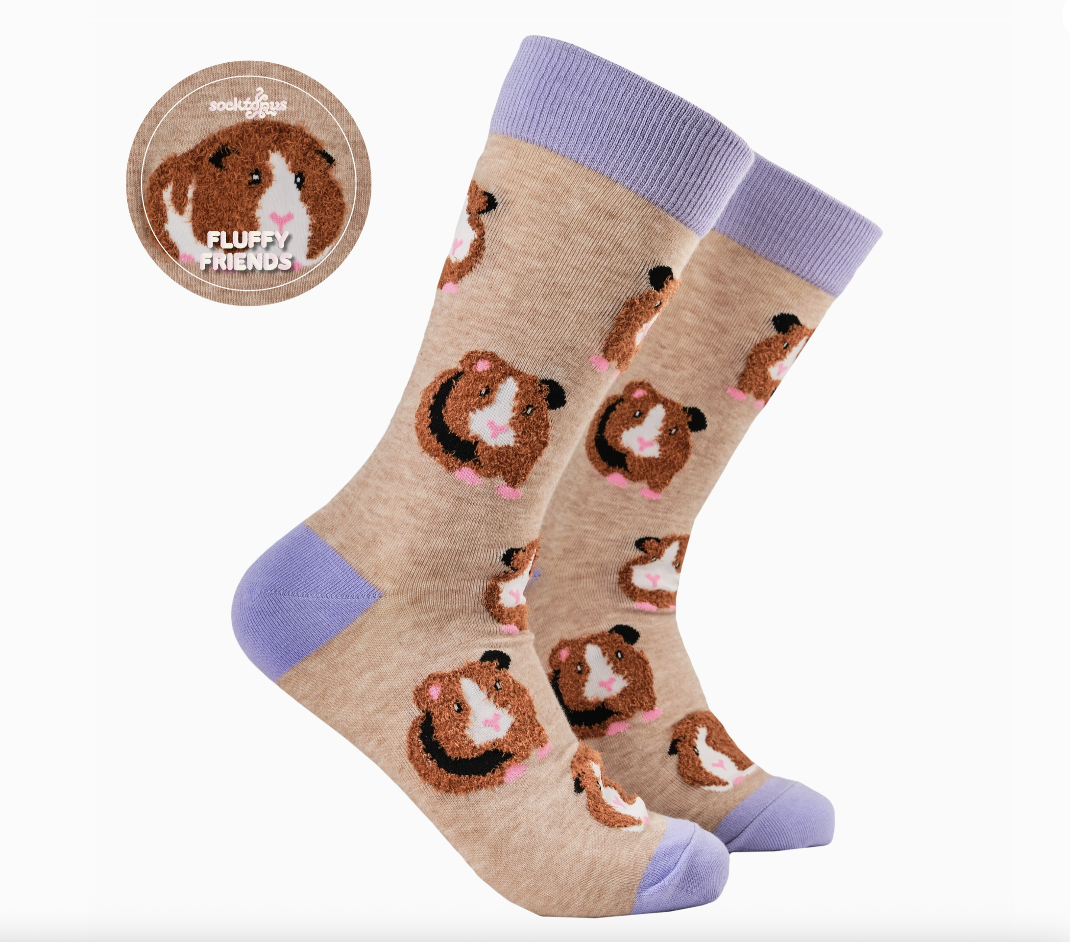 Fluffy Guinea Pigs Socks-Oatmeal/ S