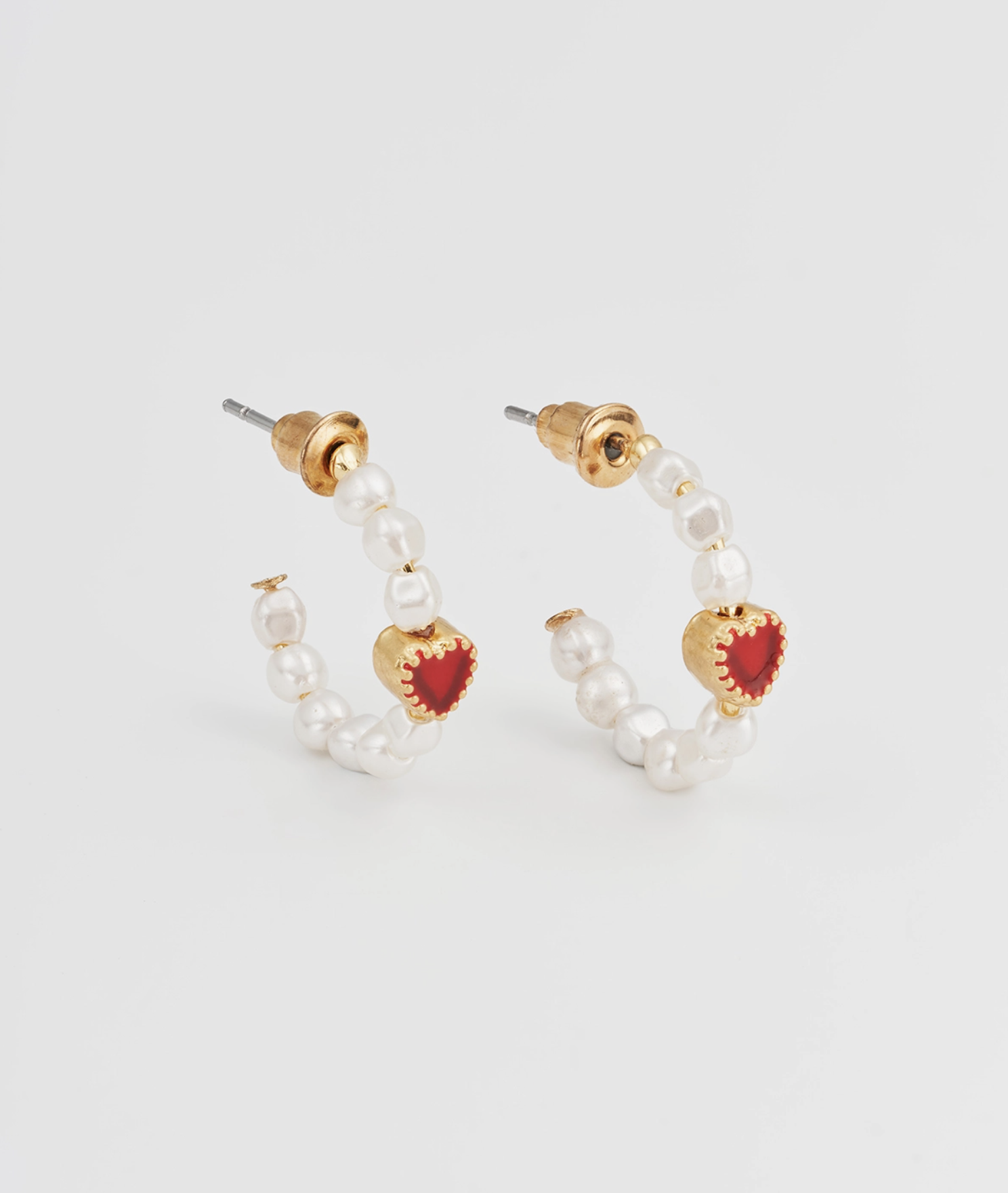 Fable Heart Pearl Hoop Earrings