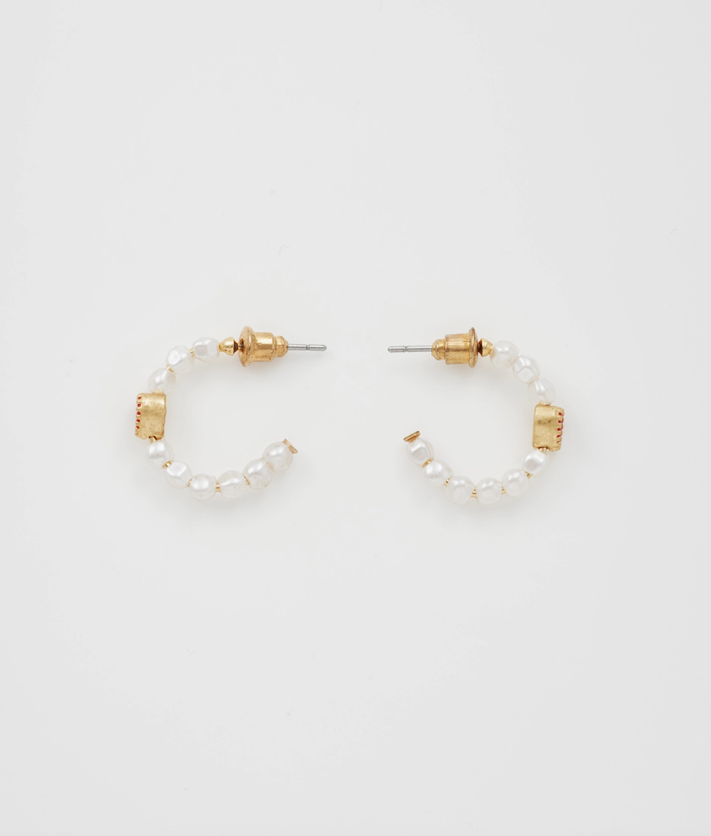 Fable Heart Pearl Hoop Earrings