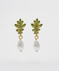 Fable Oak Leaf Pearl Earring - Gold