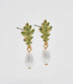 Fable Oak Leaf Pearl Earring - Gold