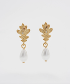 Fable Oak Leaf Pearl Earring - Gold