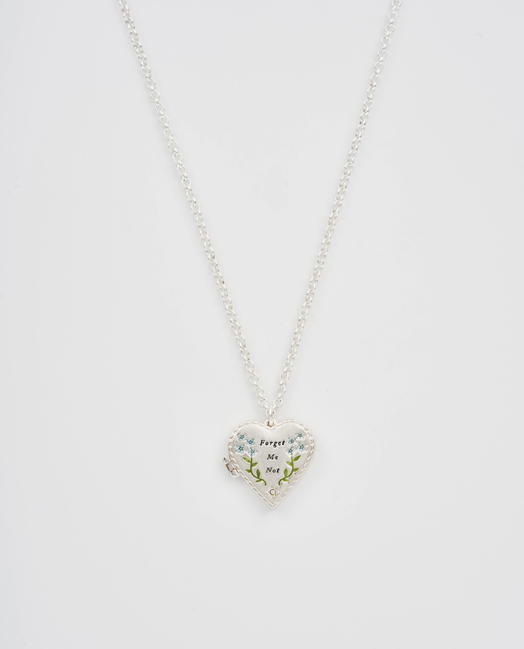 Fable Floral Heart Silver Locket Necklace