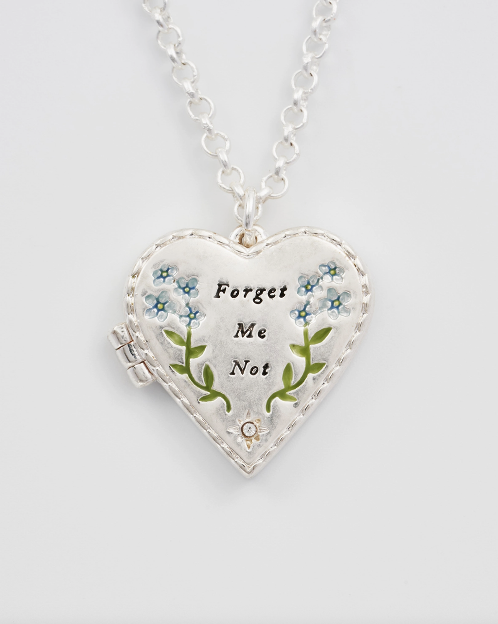Fable Floral Heart Silver Locket Necklace