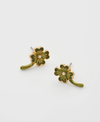 Fable Lucky Clover Pearl Stud Earrings