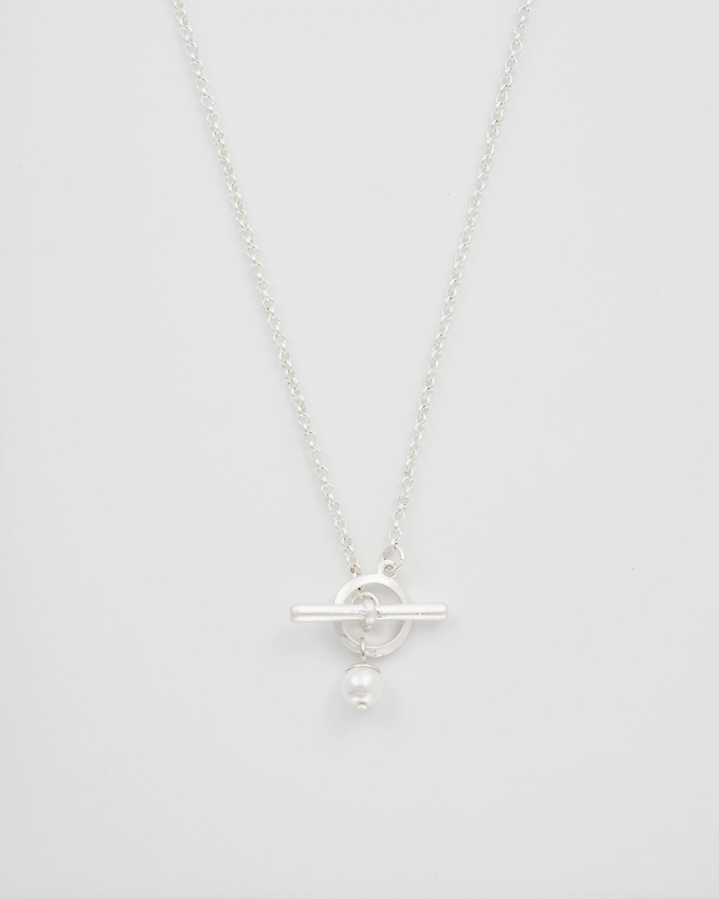 Fable Pansy Pearl Silver Toggle Necklace