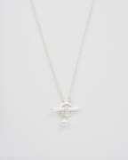 Fable Pansy Pearl Silver Toggle Necklace