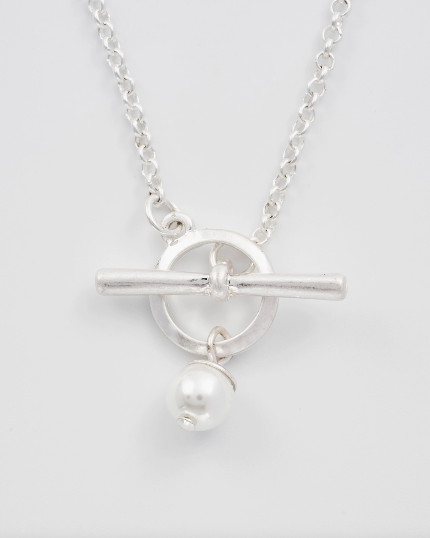 Fable Pansy Pearl Silver Toggle Necklace
