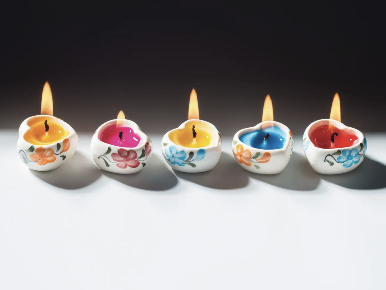 Hand Painted Ceramic Heart Candles