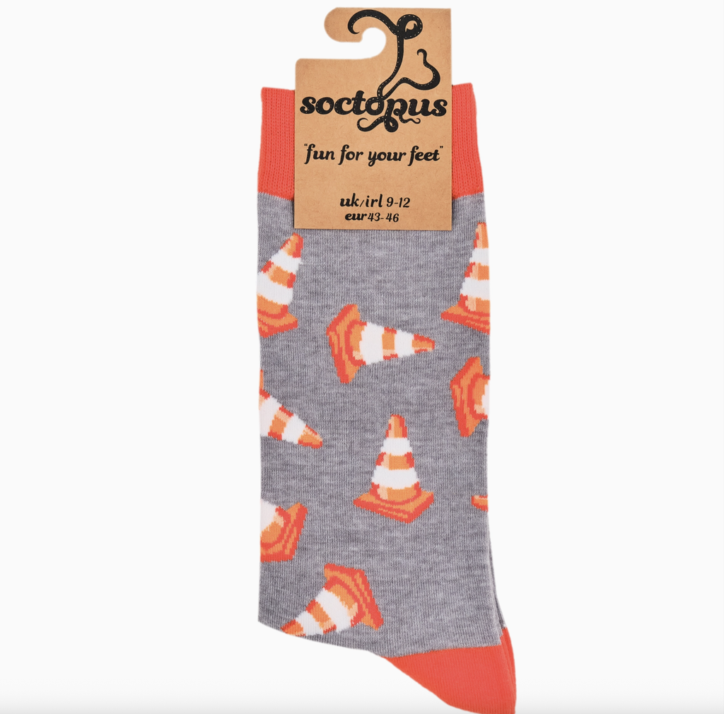 Traffic Cone Socks - Road Works-Grey/ L