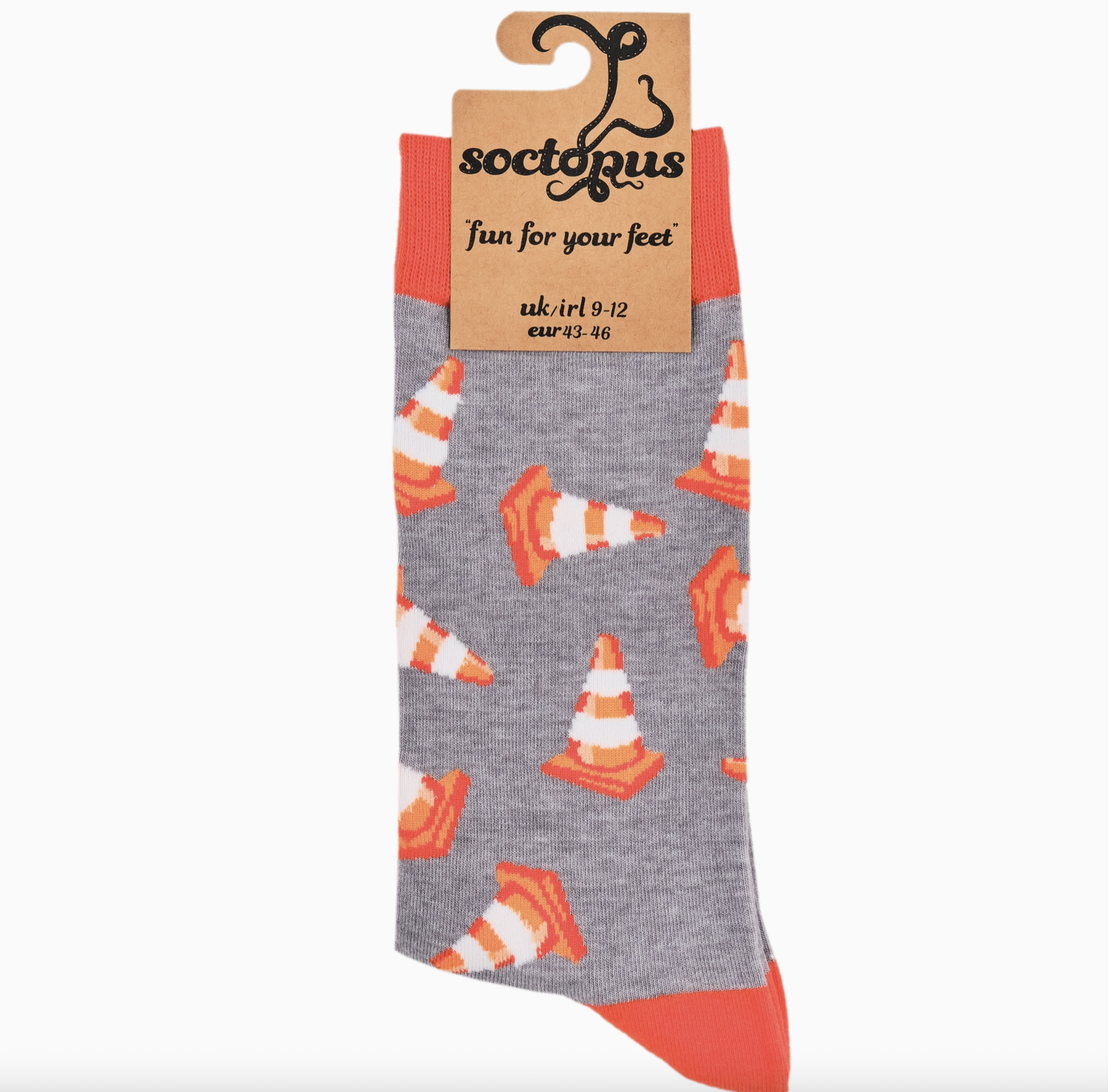 Traffic Cone Socks - Road Works-Grey/ L