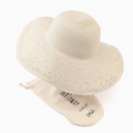 Diamante Wide Brim Foldable Hat (57cm) - Natural