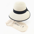 Open Back Bow Foldable Hat (57cm) - Natural Cream