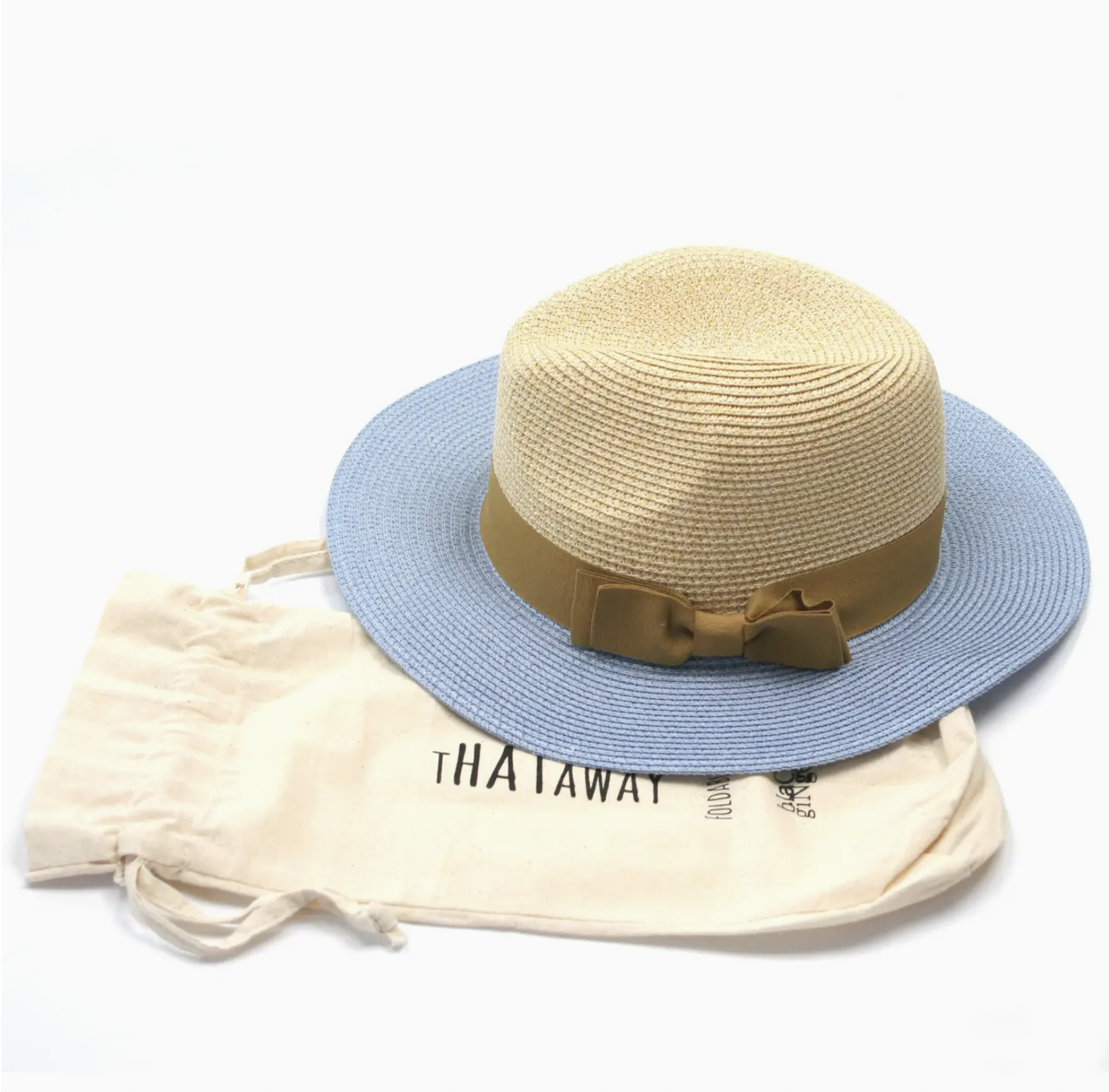 Two Tone Panama Foldable Hat - Blue/Natural (57cm)